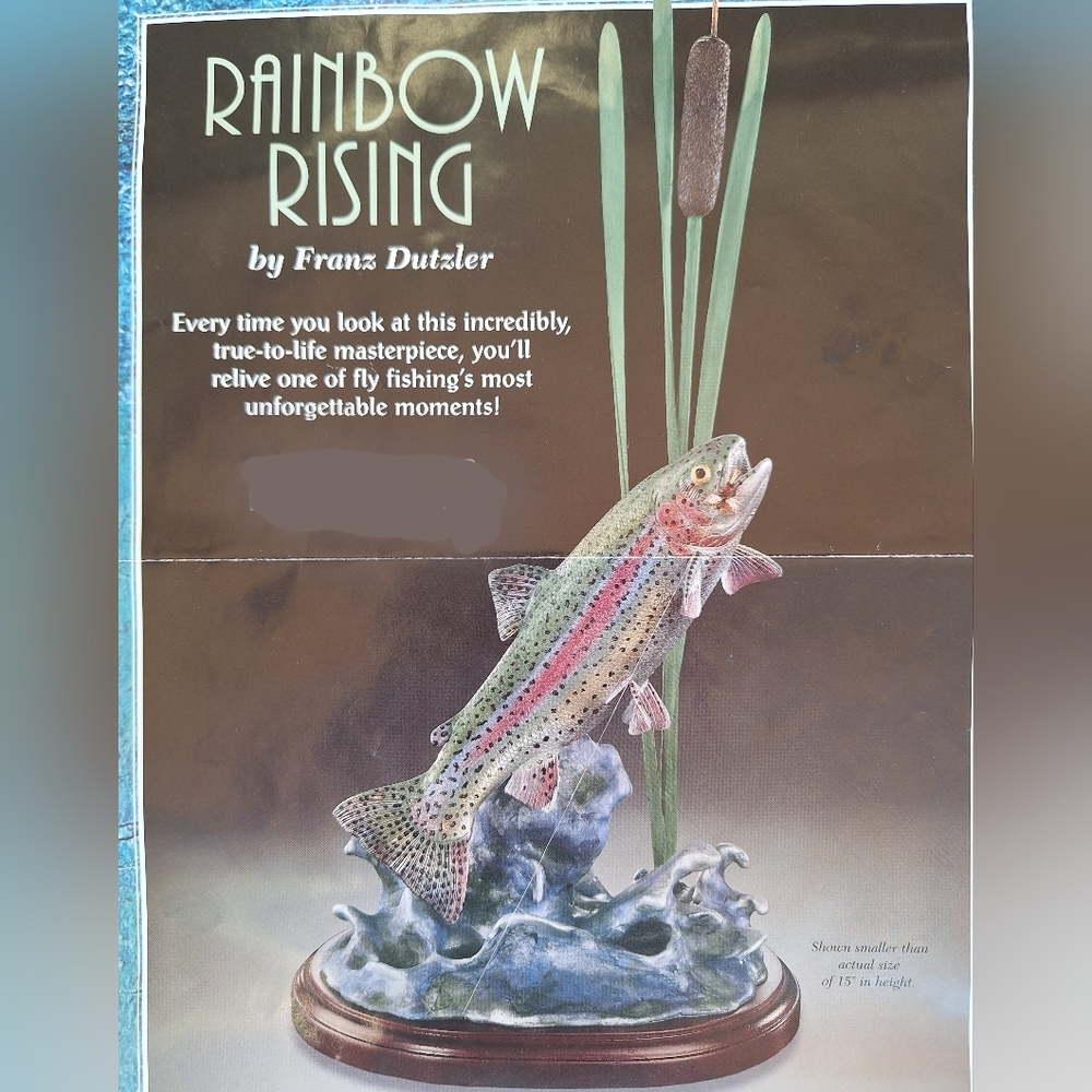 Franz Dutzler Rainbow Rising  Danbury Mint Trout Sculpture Never  Out Of Box